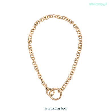 Gold Necklace with Circle Ring