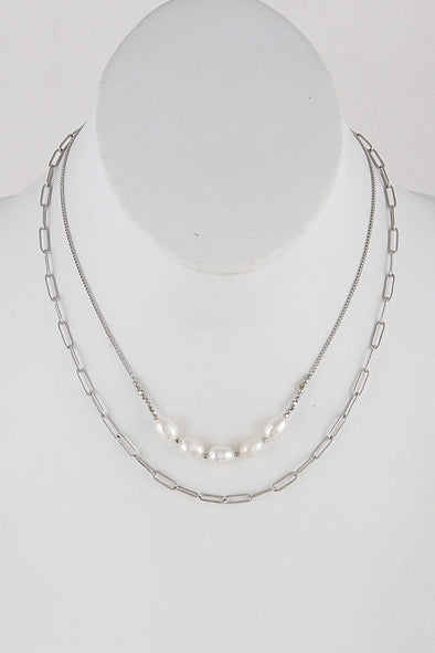 5 pearls on a two layered strand necklace