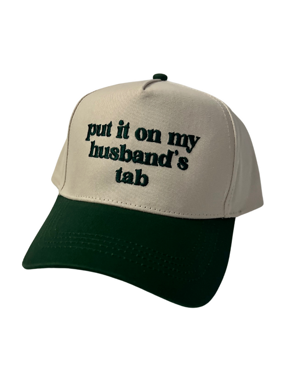 'Put It On My Husband's Tab' Embroidered  Baseball Cap