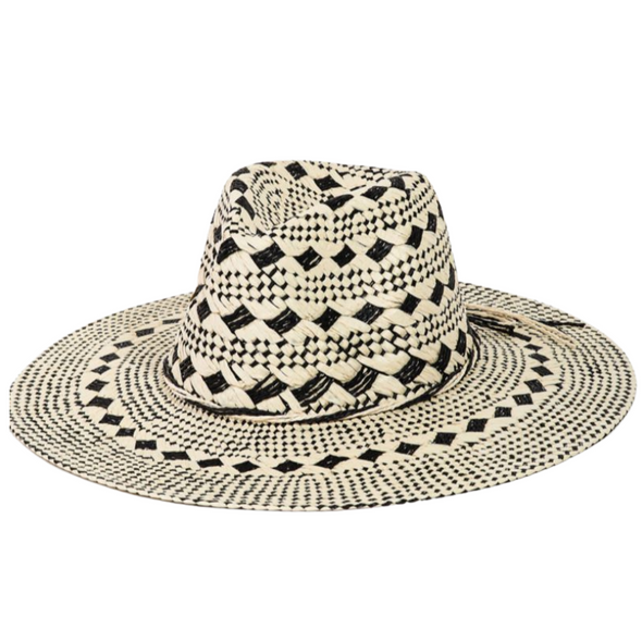 Two Tone String Strap Straw Sun Hat
