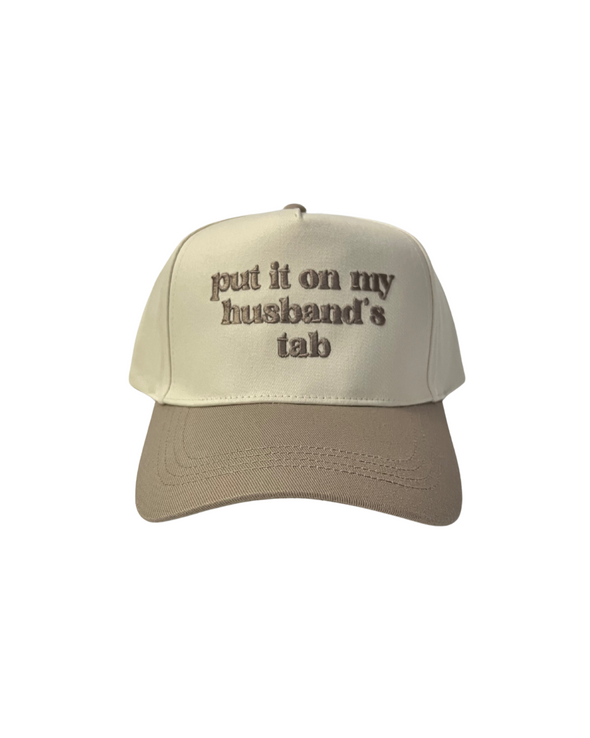 'Put It On My Husband's Tab' Embroidered  Baseball Cap
