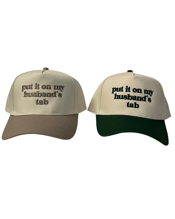 'Put It On My Husband's Tab' Embroidered  Baseball Cap