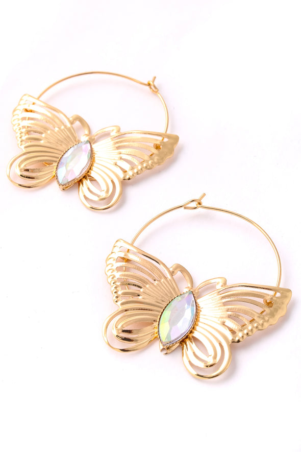 Butterfly Hoop Layer Earrings