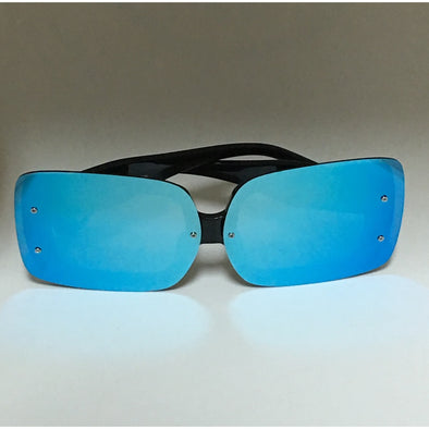 Oversized Square Mirror Shades (Blue)