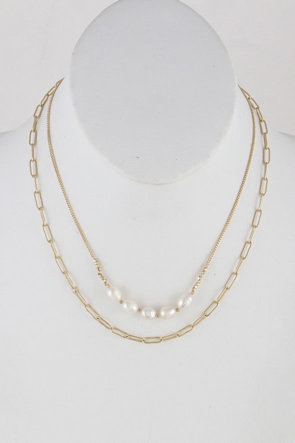 5 pearls on a two layered strand necklace