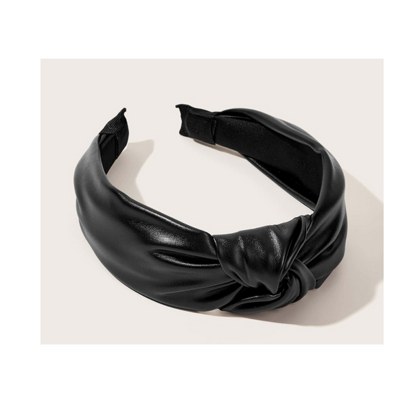 Black Vegan Leather Headband