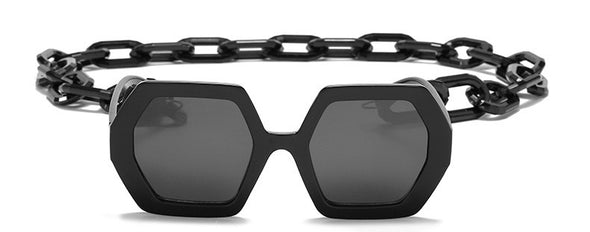 Polygon Sunglasses with Chain