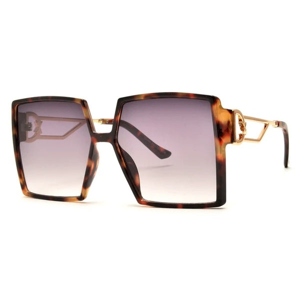 Oversized Square Tortoise Frame Sunglasses