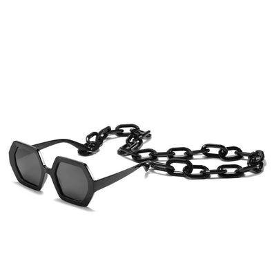 Polygon Sunglasses with Chain